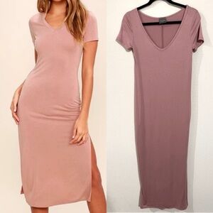 Olivia Rea Women Maxi Dress XS Pink Stretch Preppy Cottagecore Classic Longline